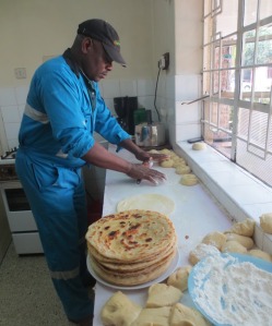 Daniel is in charge of making chapatis (about 100)